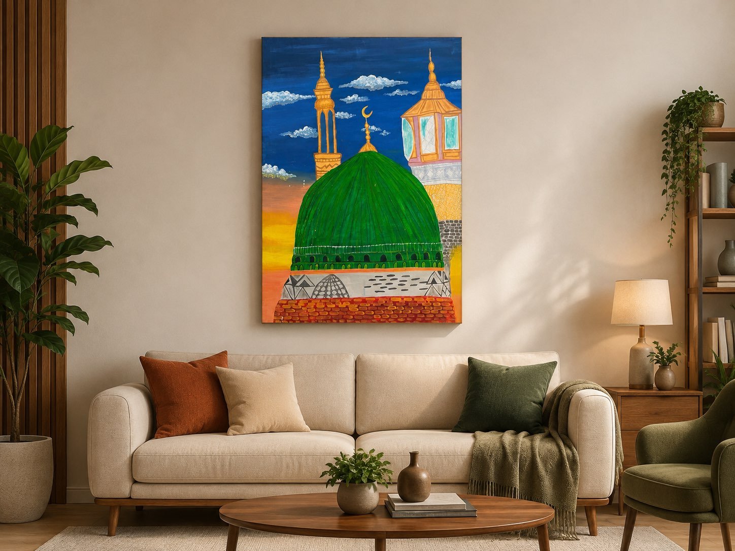 Masjid e Nabawi Painting – Elegant Islamic Wall Art - Image 2