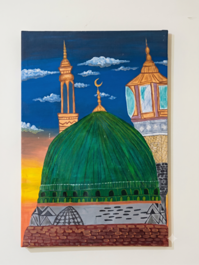 Masjid e Nabawi Painting – Elegant Islamic Wall Art