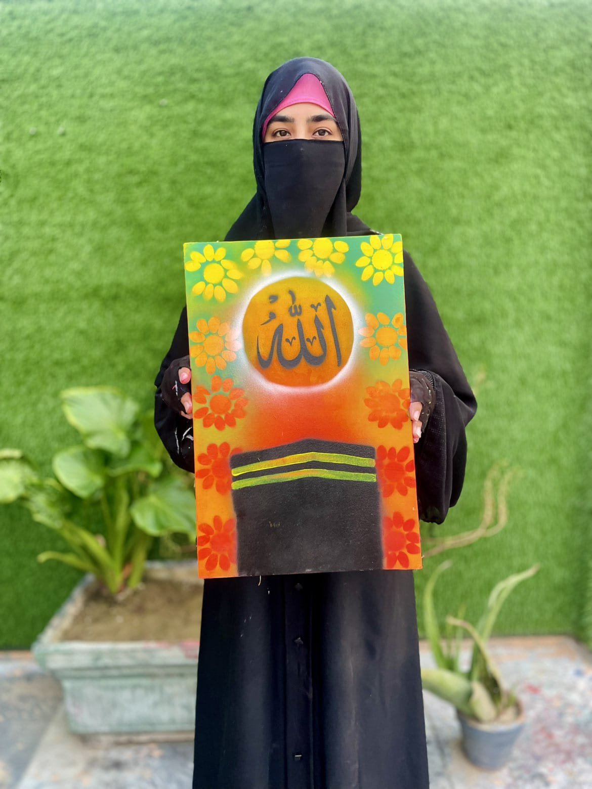 Kaaba Islamic Wall Art Painting with Allah Calligraphy