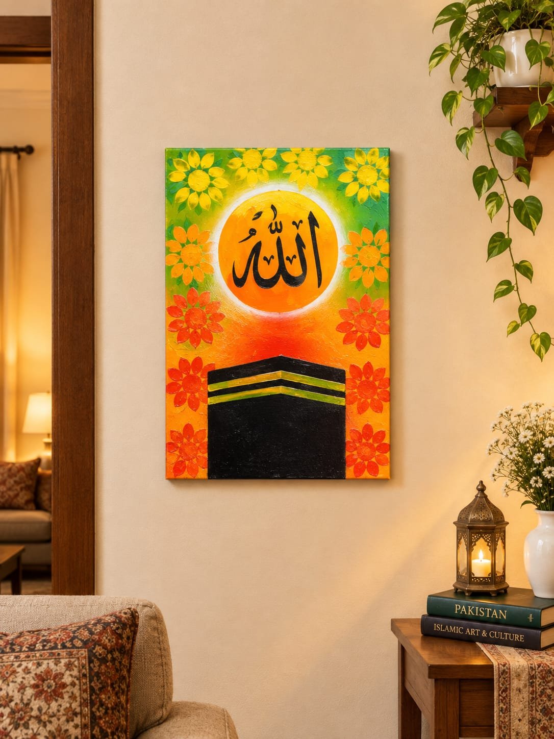 Kaaba with Allah Islamic Wall Art Painting | Arabic Calligraphy - Image 3