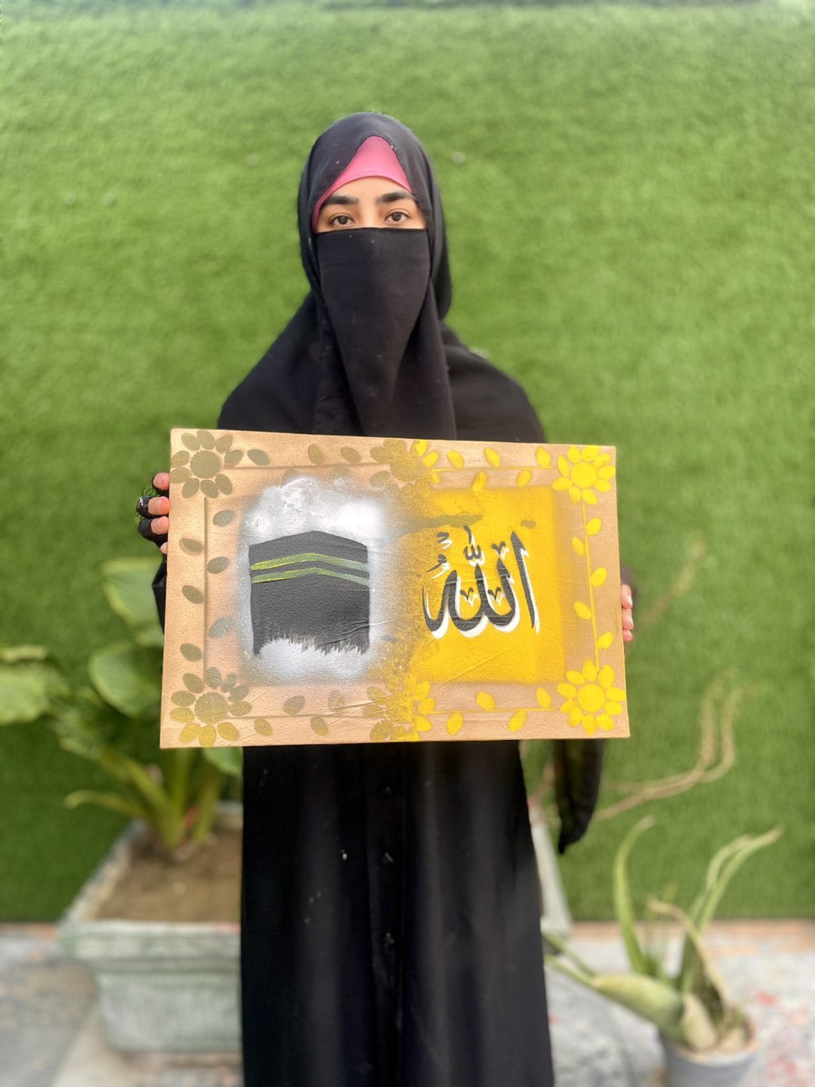 Kaaba with Beautiful Allah Calligraphy | Islamic Wall Art Painting